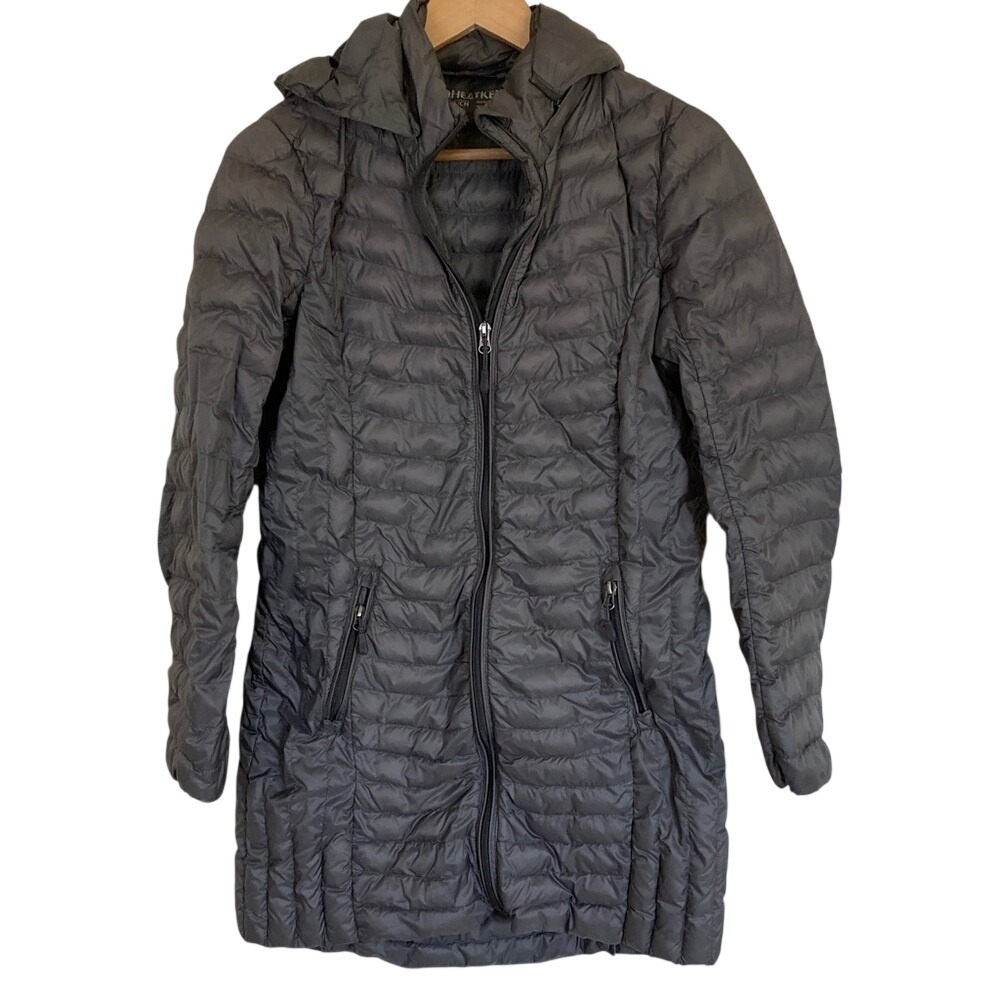 Heatkeep Womens Gray Lightweight Down Filled Mid‎ Length Puffer Coat Size Small